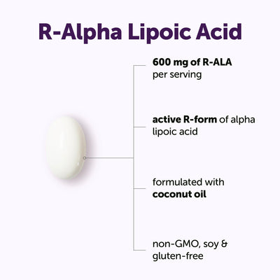 Micro Ingredients R Alpha Lipoic Acid 600mg with Coconut Oil, 120 Softgels