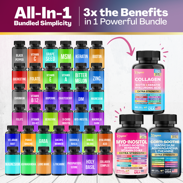 She Shines Set - Zoyava Ultimate Women's All-in-One Supplement with Corti-Soothe, Myo-Inositol, Collagen & Extra Strength Ingredients