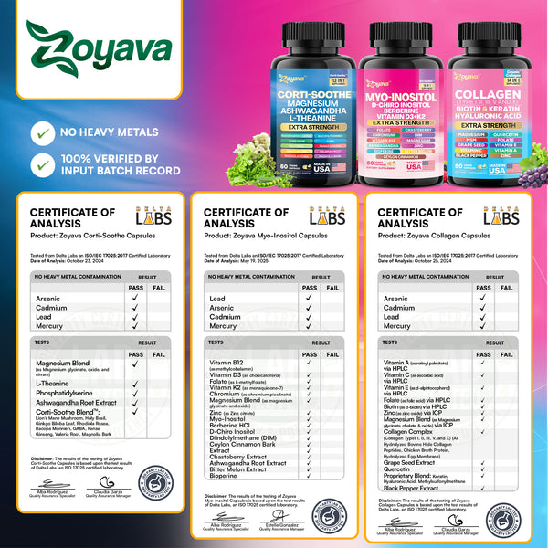 She Shines Set - Zoyava Ultimate Women's All-in-One Supplement with Corti-Soothe, Myo-Inositol, Collagen & Extra Strength Ingredients